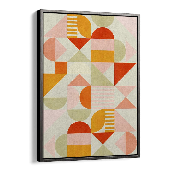 Bauhaus Fun Pastel Abstract Art Artwork in Black Floater Frame
