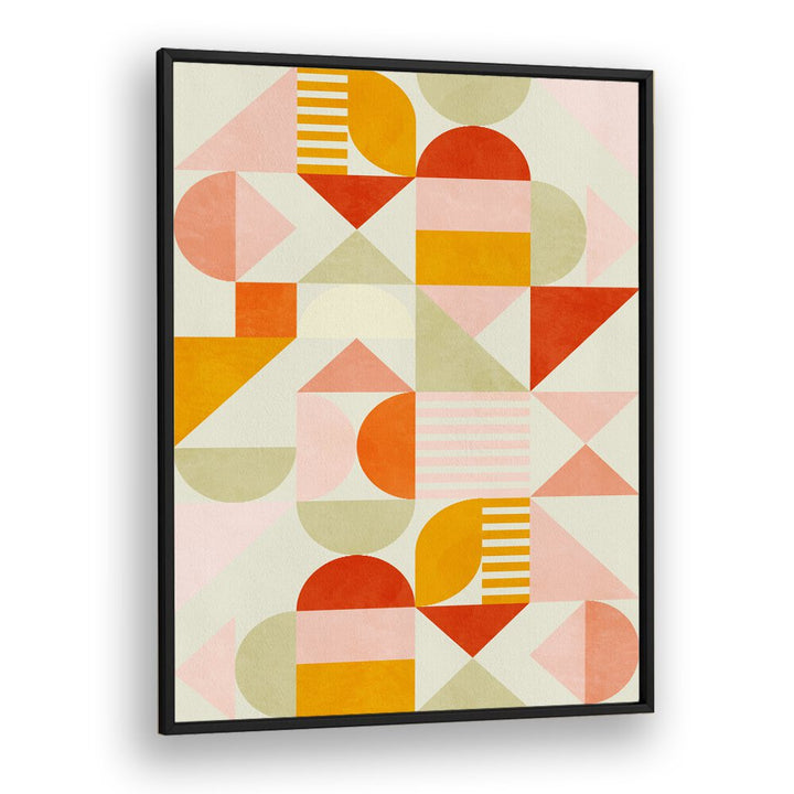 Bauhaus Fun Pastel Abstract Art Artwork in Black Plain Frame
