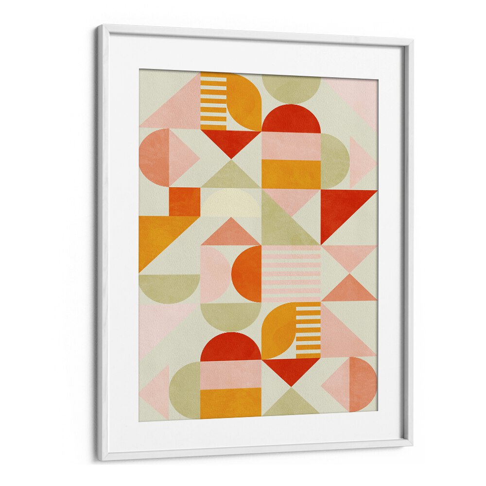 Bauhaus Fun Pastel Abstract Art Artwork  in White frame With Mount
