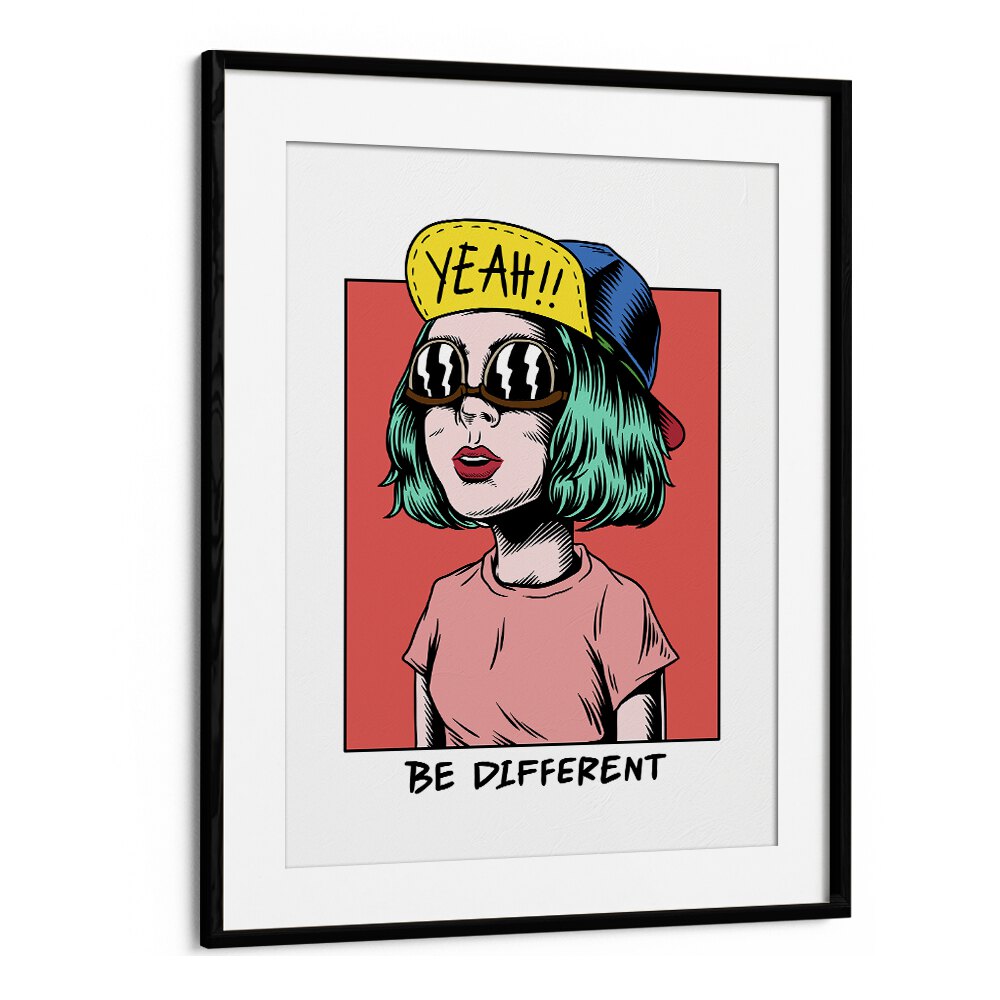 Be Different Pop Art Artwork in Black Frame With Mount