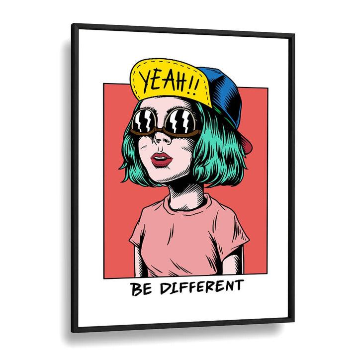 Be Different Pop Art Artwork in Black Plain Frame