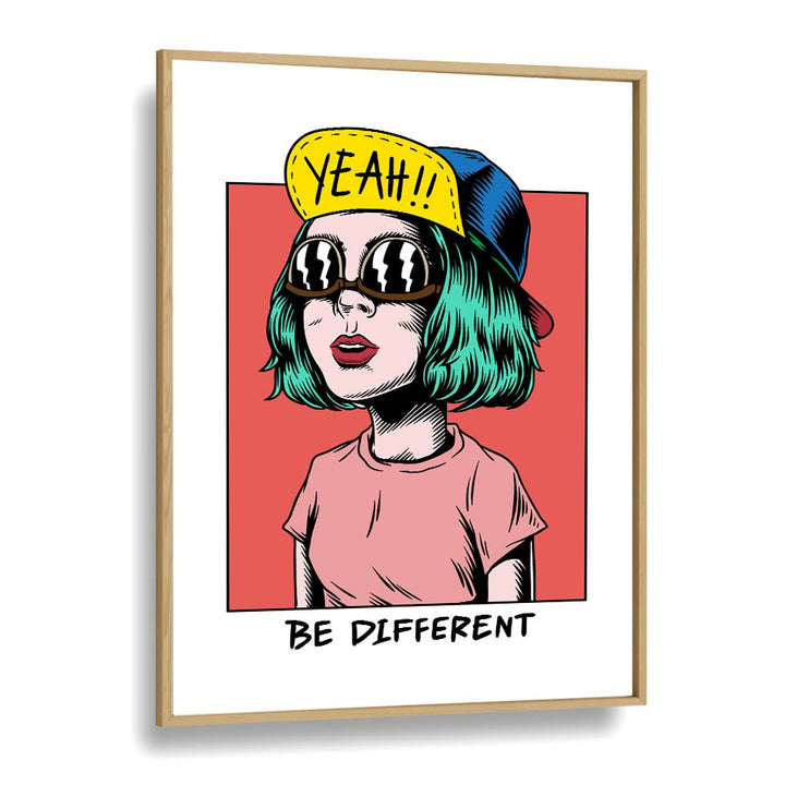 Be Different Pop Art Artwork in Oak Wood Plain Frame