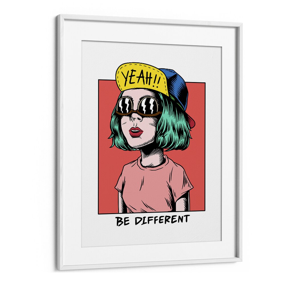 Be Different Pop Art Artwork in White Frame With Mount