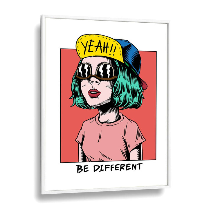 Be Different Pop Art Artwork in White Plain Frame