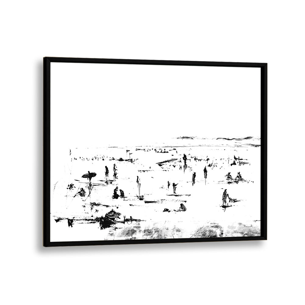 Beach By Dan Hob day Abstract Art Artwork in Black Plain Frame
