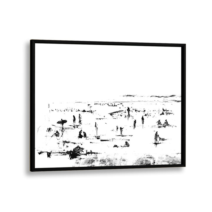 Beach By Dan Hob day Abstract Art Artwork in Black Plain Frame
