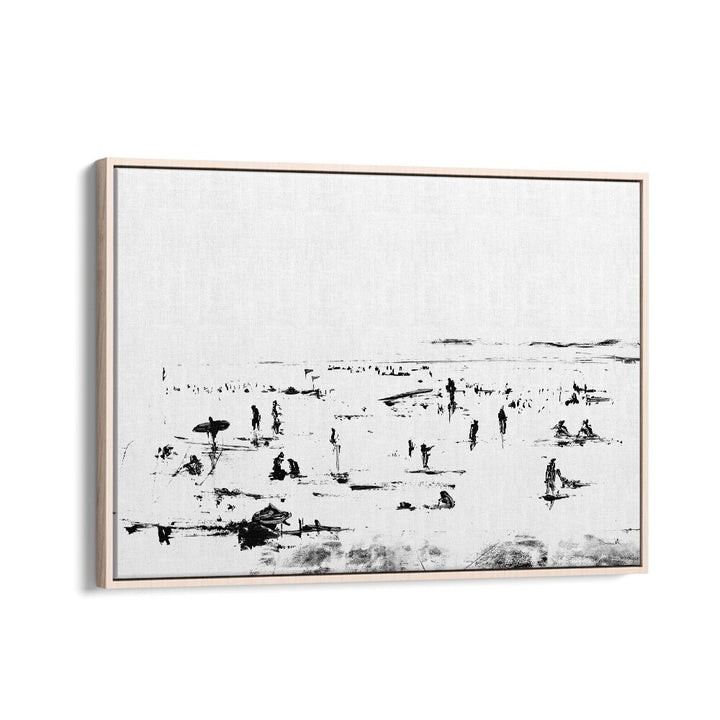 Beach By Dan Hob day Abstract ArtArtwork in Oak Wood Floater Frame
