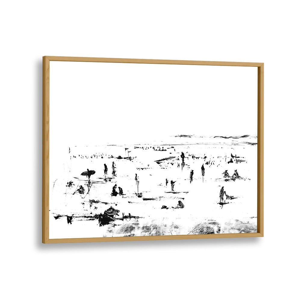 Beach By Dan Hob day Abstract Art Artwork in Oak Wood Plain Frame
