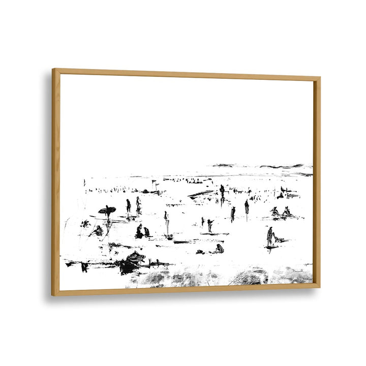 Beach By Dan Hob day Abstract Art Artwork in Oak Wood Plain Frame
