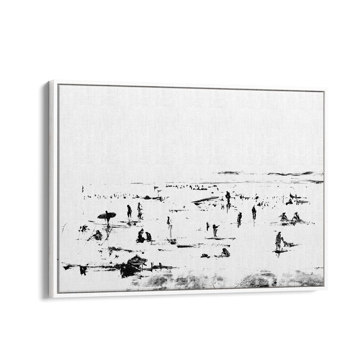 Beach By Dan Hob day Abstract Art Artwork  in White Floater Frame