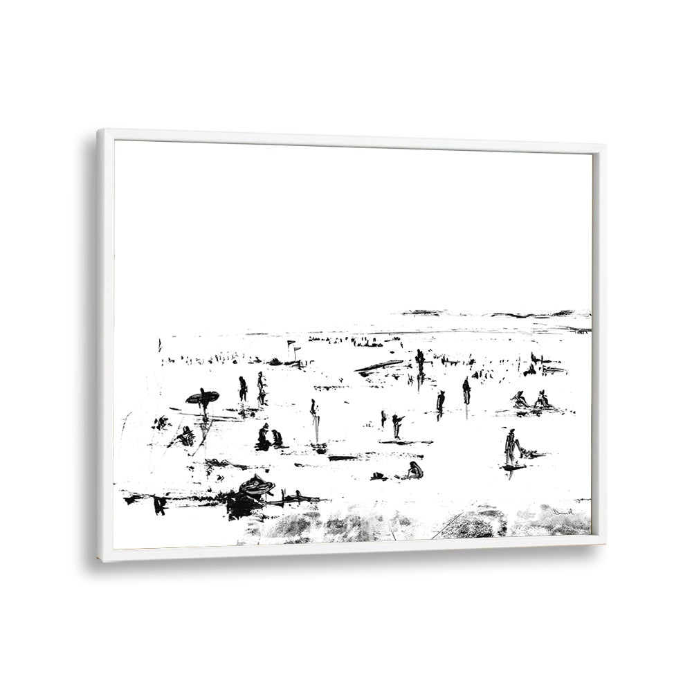 Beach By Dan Hob day Abstract ArtArtwork in White Plain Frame