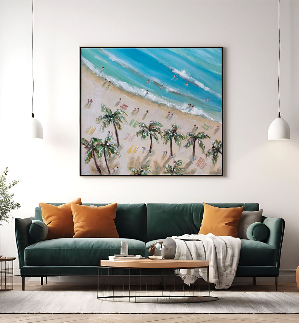 Transform your space with BEACH AND PALM BLISS, BEACH PAINTINGS, capturing serene coastal vibes and paradise beauty.