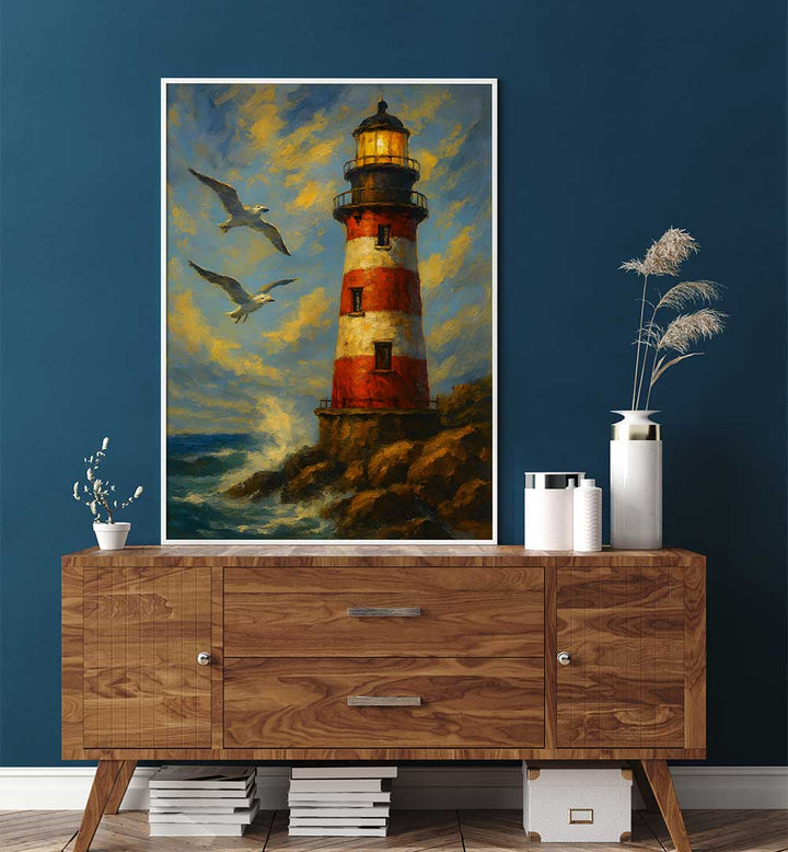 BEACON OF THE RED TOWER , EXPRESSIONISM PAINTINGS