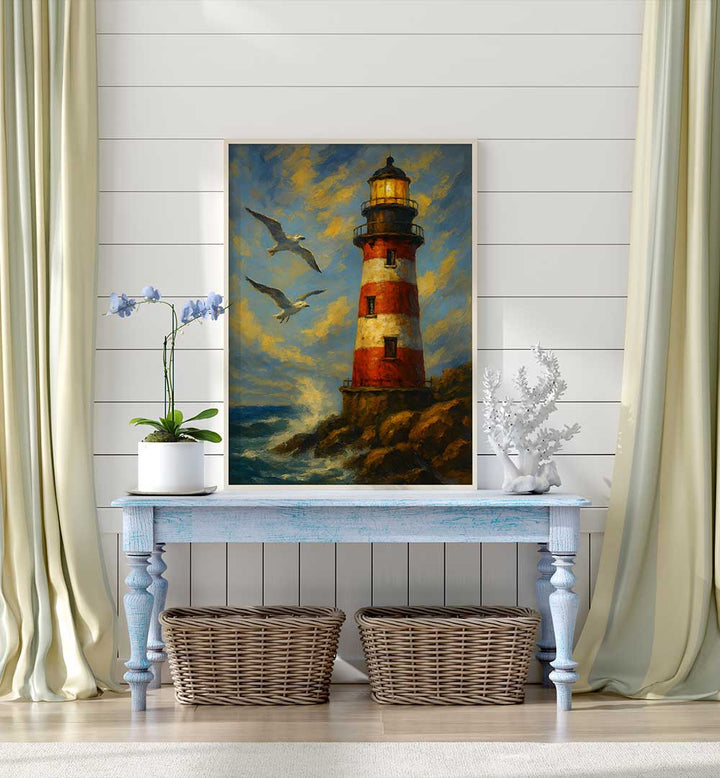 BEACON OF THE RED TOWER , EXPRESSIONISM PAINTINGS