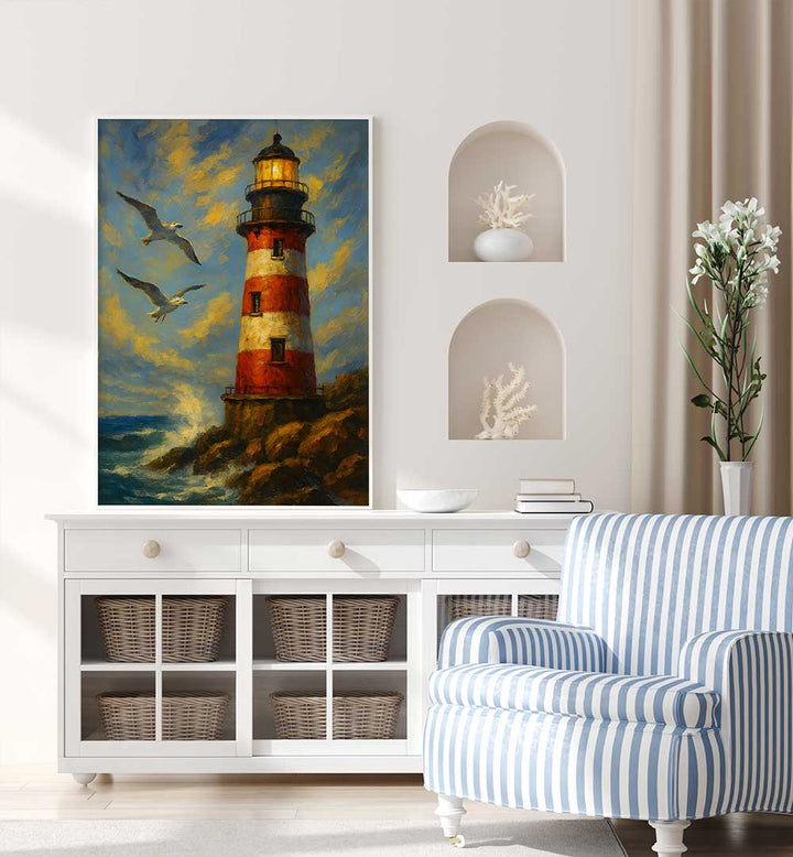 BEACON OF THE RED TOWER , EXPRESSIONISM PAINTINGS