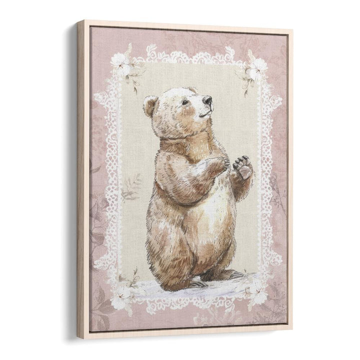 Bear Foot Kids Art Artwork in Oak Wood Floater Frame
