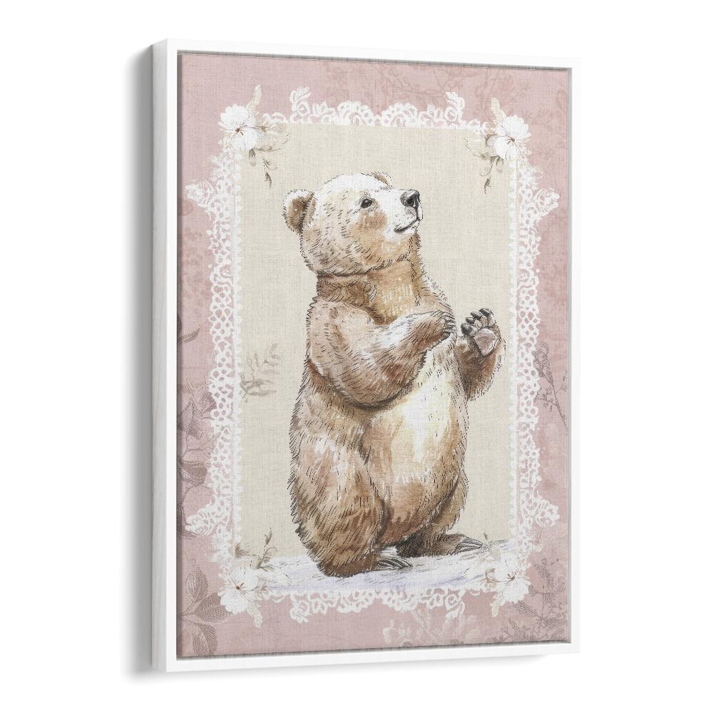 Bear Foot Kids art painting Artwork in White Floater Frame
