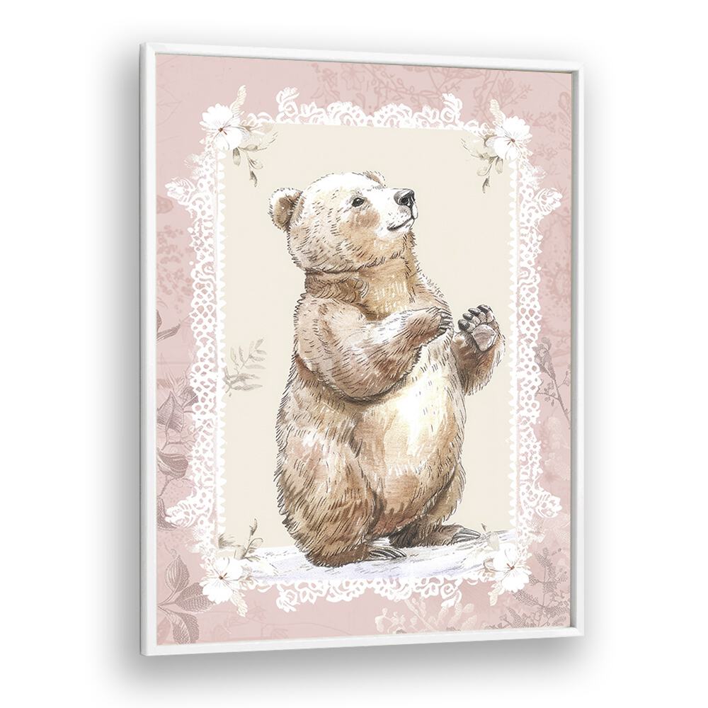 Bear Foot Kids art Artwork in White Plain Frame White
