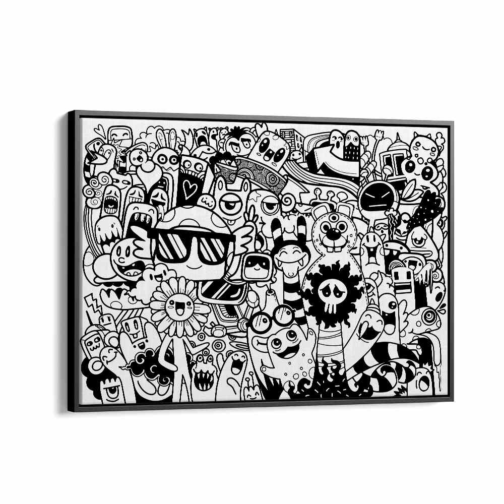 Beastie Bonanza Art II Doodle Art Artwork in Black Floater Frame