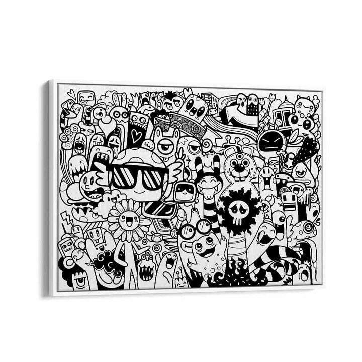 Beastie Bonanza Art II Doodle Art Artwork in White Floater Frame