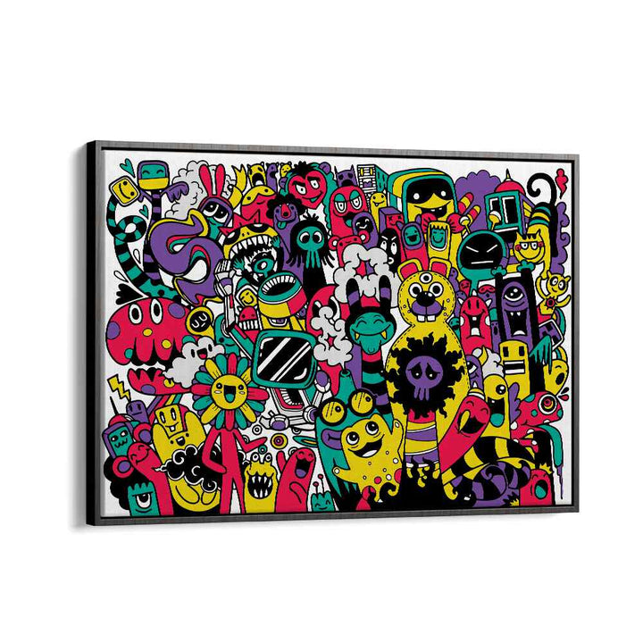 Beastie Bonanza Doodle Art Artwork in Black Floater Frame