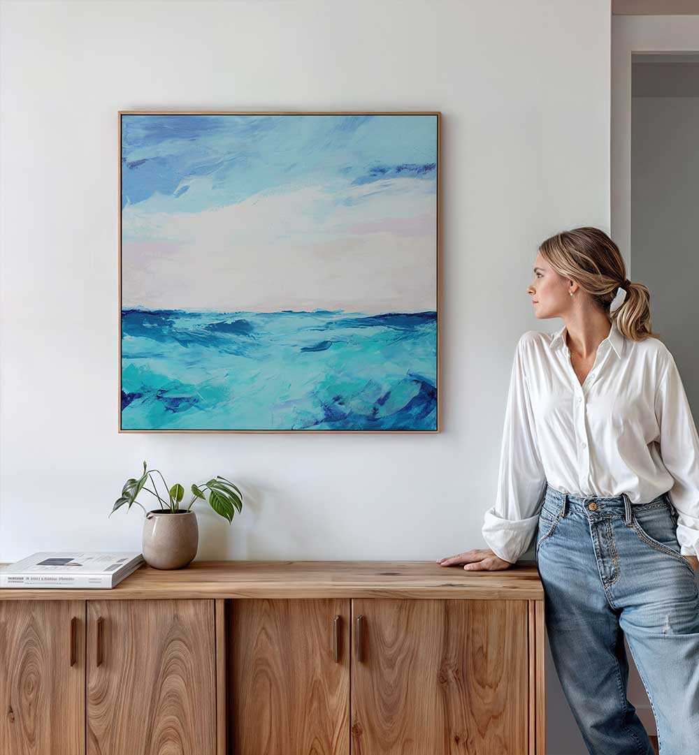 BEAUTY OF TURQUOISE WAVES , ABSTRACT PAINTINGS