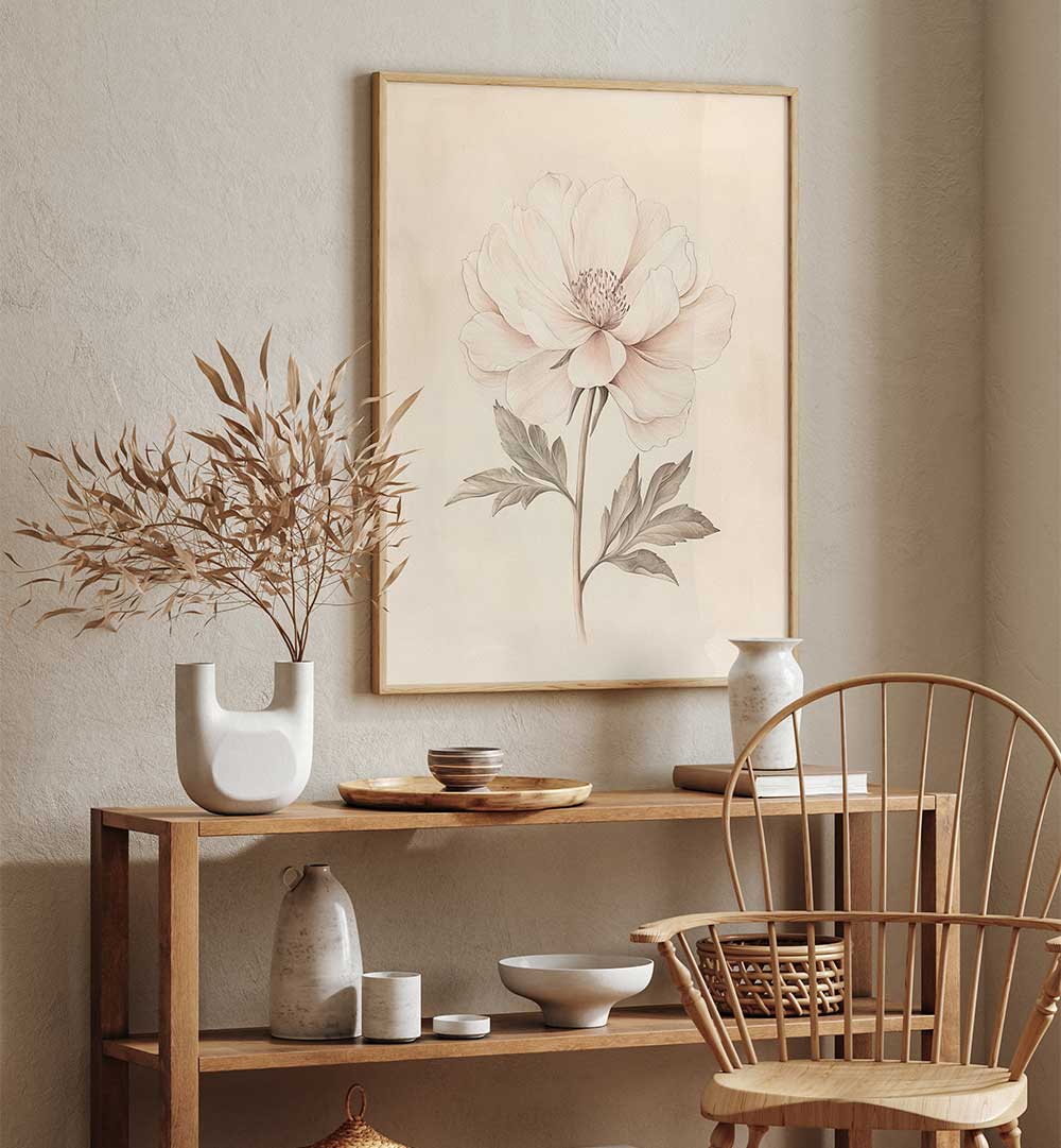 BEIGE FLOWER , FLORAL FLOWER PAINTINGS