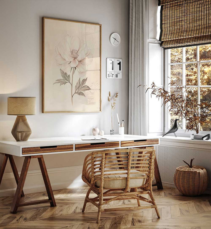 BEIGE FLOWER , FLORAL FLOWER PAINTINGS