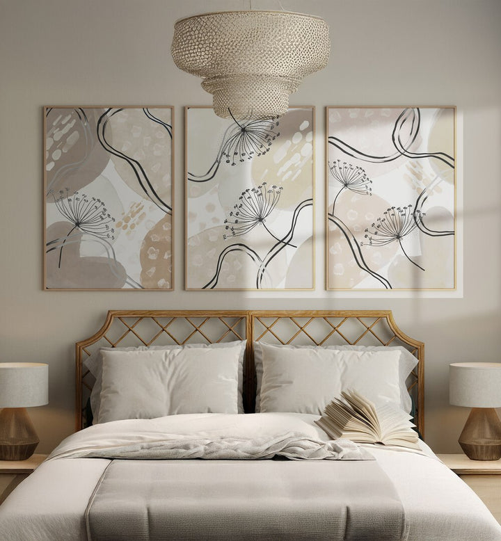 BEIGE NEUTRALIS SET, SET OF 3 PAINTINGS