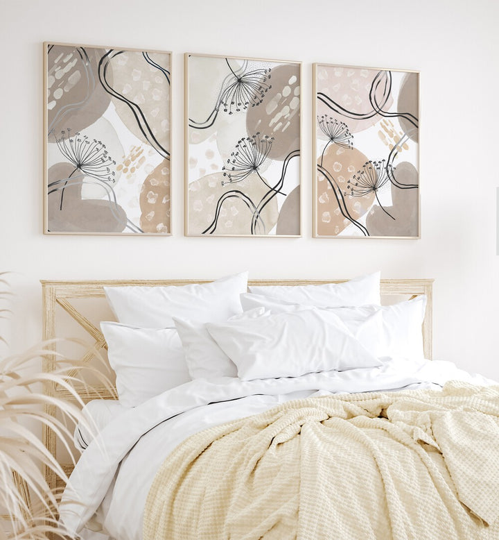 BEIGE NEUTRALIS SET, SET OF 3 PAINTINGS
