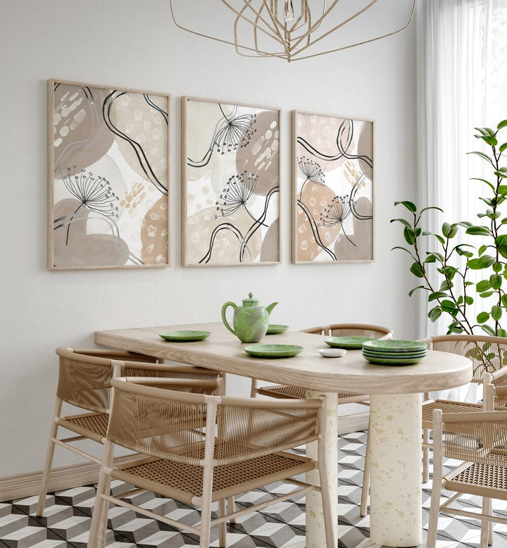BEIGE NEUTRALIS SET, SET OF 3 PAINTINGS