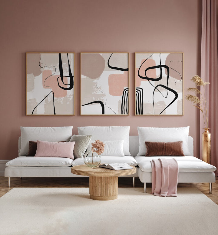 BEIGE SMOOTHNESS SET , SET OF 3 PAINTINGS