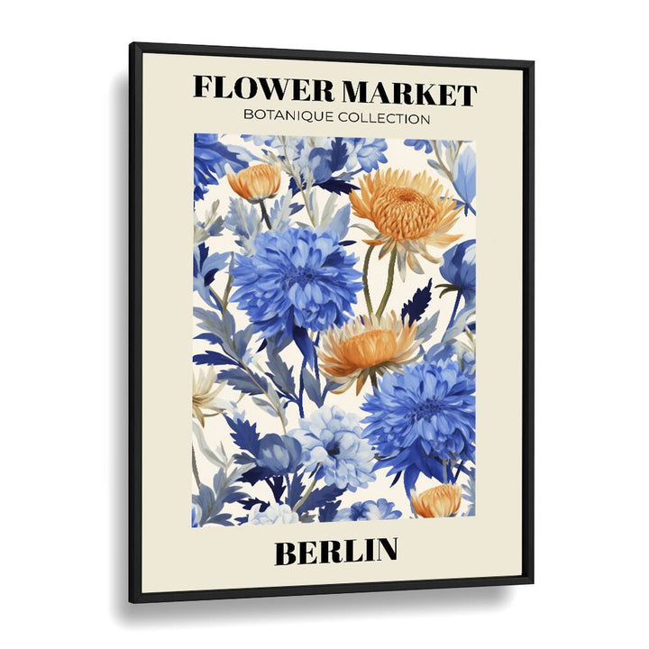 Berlin-  Flower Marketo   Botanical Flower Paintings Artwork  in Black Plain Frame