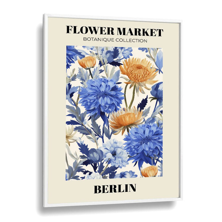 Berlin-  Flower Marketo  Botanical Flower Paintings Artwork  in White Plain Frame