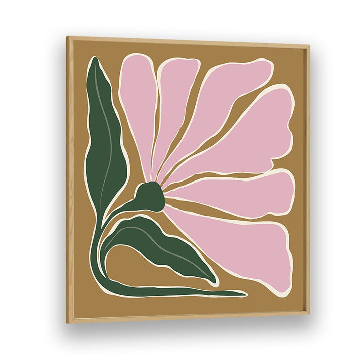 Big Blooming V, Botanical Art Paintings Artwork in Oak Wood Plain Frame
