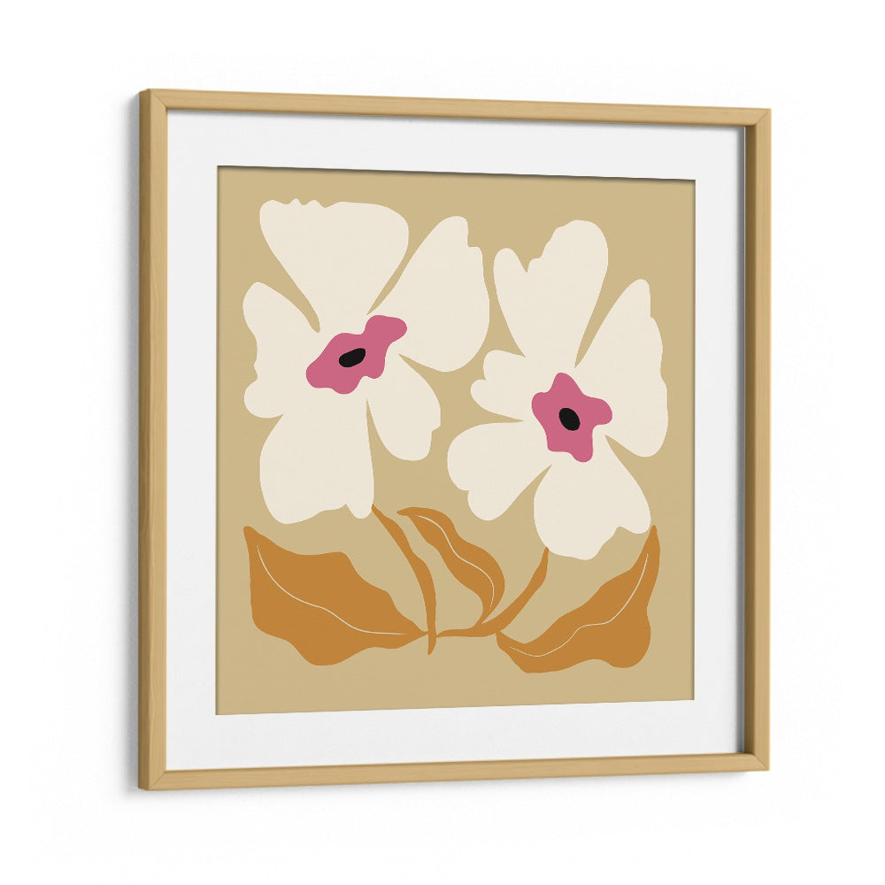 Big Blooming VII, Floral Art Paintings Artwork in Oak Wood Frame With Mount
