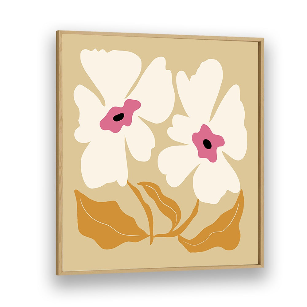 Big Blooming VII, Floral Art Paintings Artwork in Oak Wood Plain Frame
