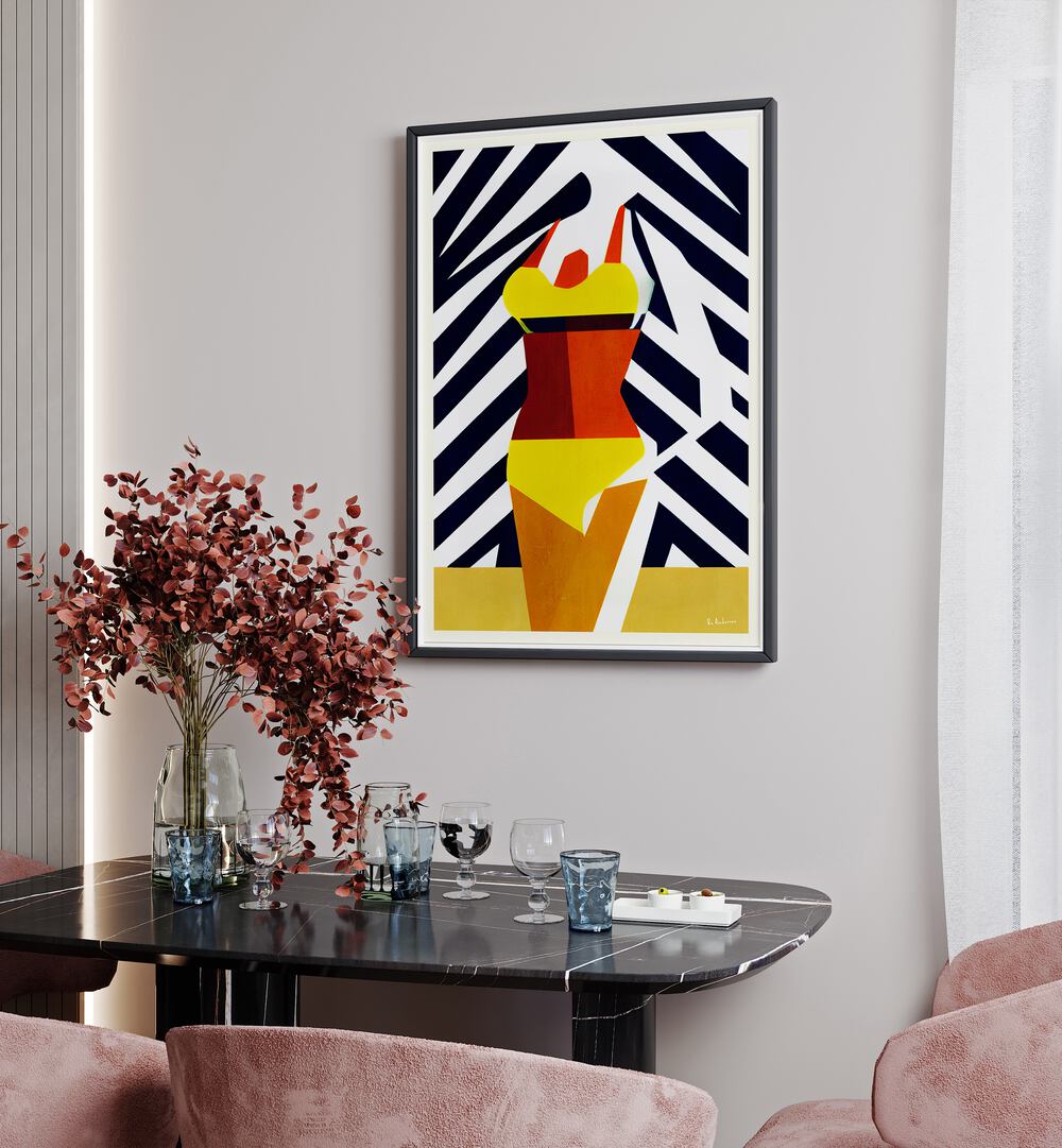 Vibrant BIKINI SUNSHINE DAYS, BEACH PAINTINGS bring summer energy to your space, perfect for beach lovers.