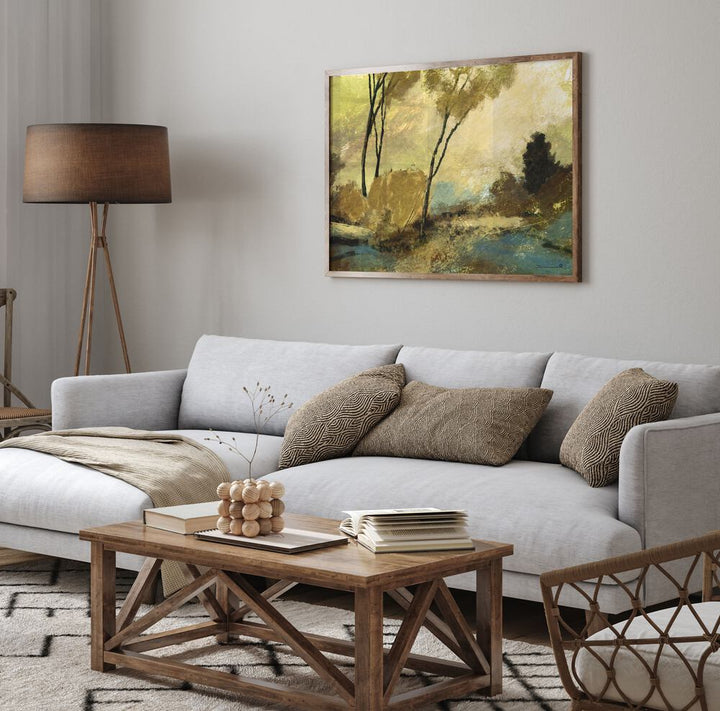 Transform your space with BIRCHES, LANDSCAPE PAINTINGS, featuring serene birch trees in a tranquil setting.