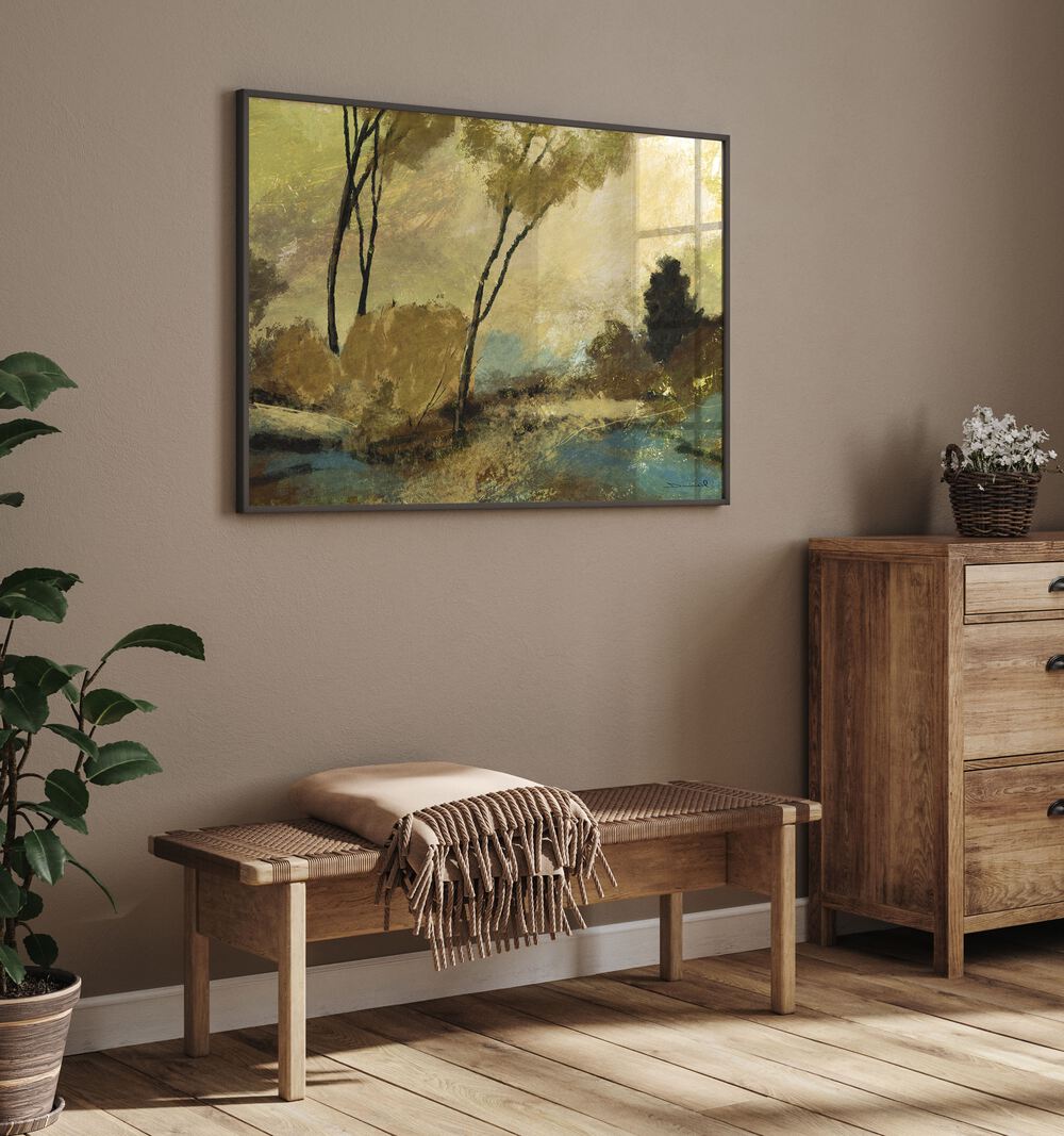 Transform your space with BIRCHES, LANDSCAPE PAINTINGS, showcasing serene birch trees in a tranquil setting.
