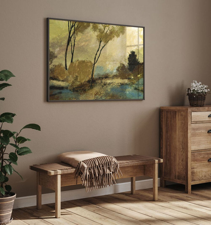 Transform your space with BIRCHES, LANDSCAPE PAINTINGS, showcasing serene birch trees in a tranquil setting.