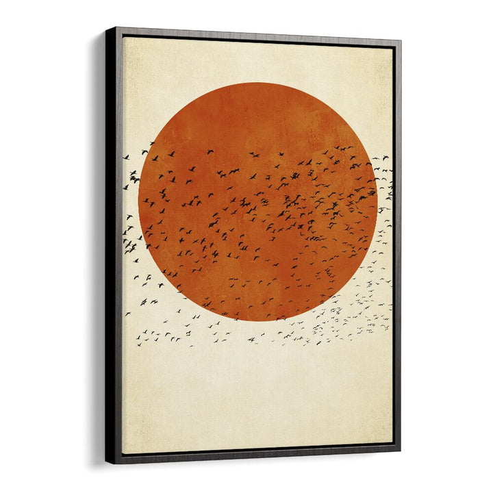 Birds In The Sun Landscape Art Artwork in Black Floater Frame