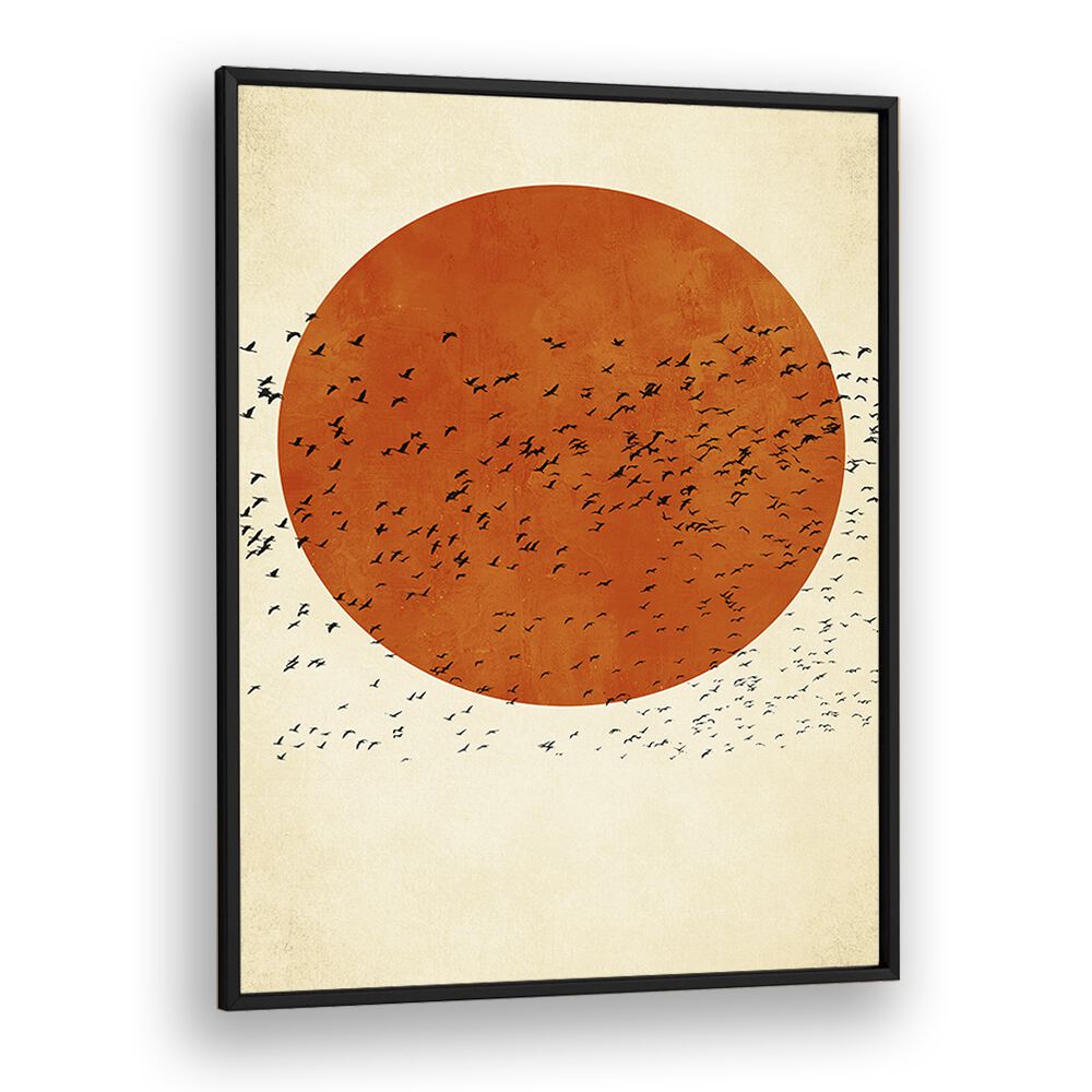 Birds In The Sun Landscape Art Artwork in Black Plain Frame