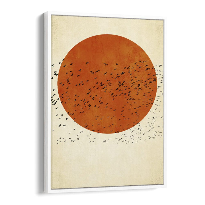 Birds In The Sun Landscape Art Artwork in White Floater Frame