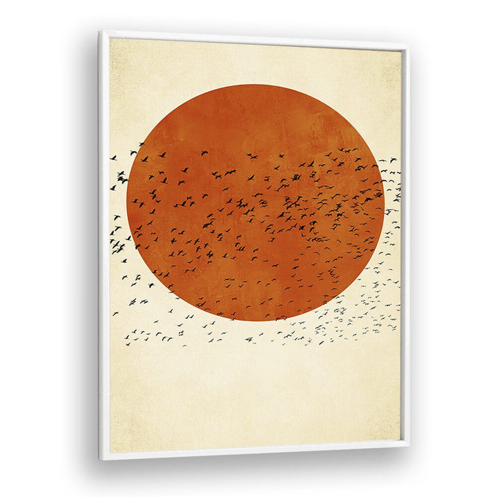 Birds In The Sun Landscape Art Artwork in White Plain Frame