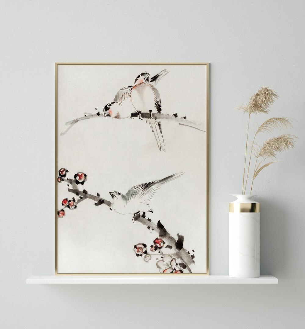 BIRDS ON BRANCHES , VINTAGE PAINTINGS