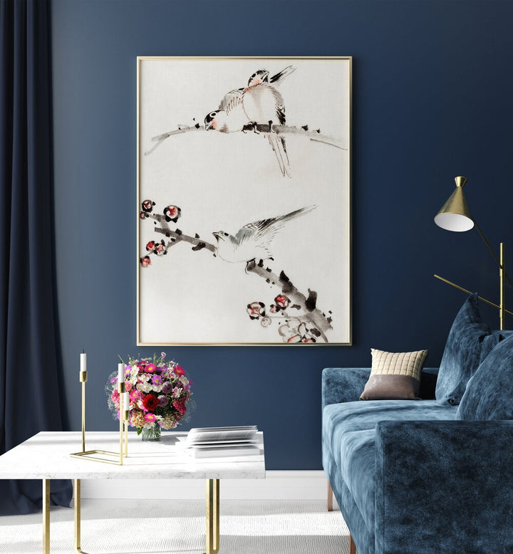 BIRDS ON BRANCHES , VINTAGE PAINTINGS