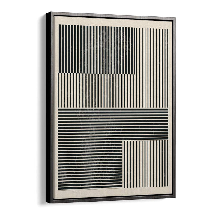 Black And White Geometric Shapes IV Geometric Art Artwork in Black Floater Frame