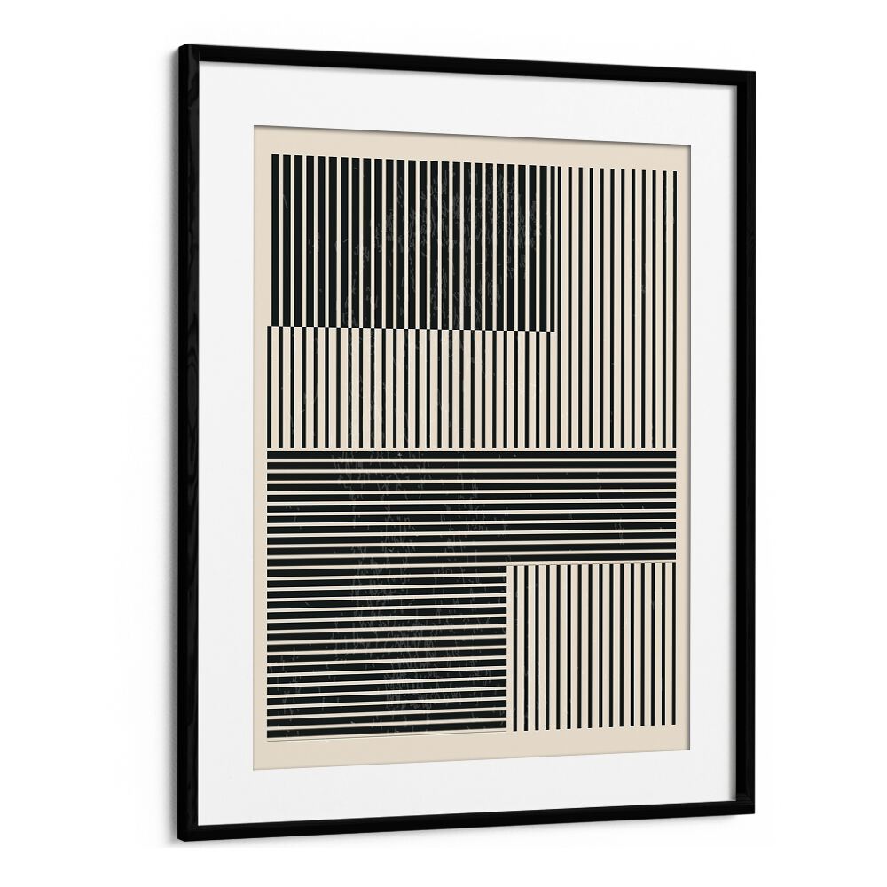 Black And White Geometric Shapes IV Geometric Art Artwork in Black Frame With Mount