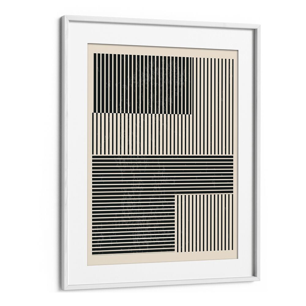 Black And White Geometric Shapes IV Geometric Art Artwork in White Frame With Mount